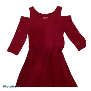 Burgandy cold shoulder dress